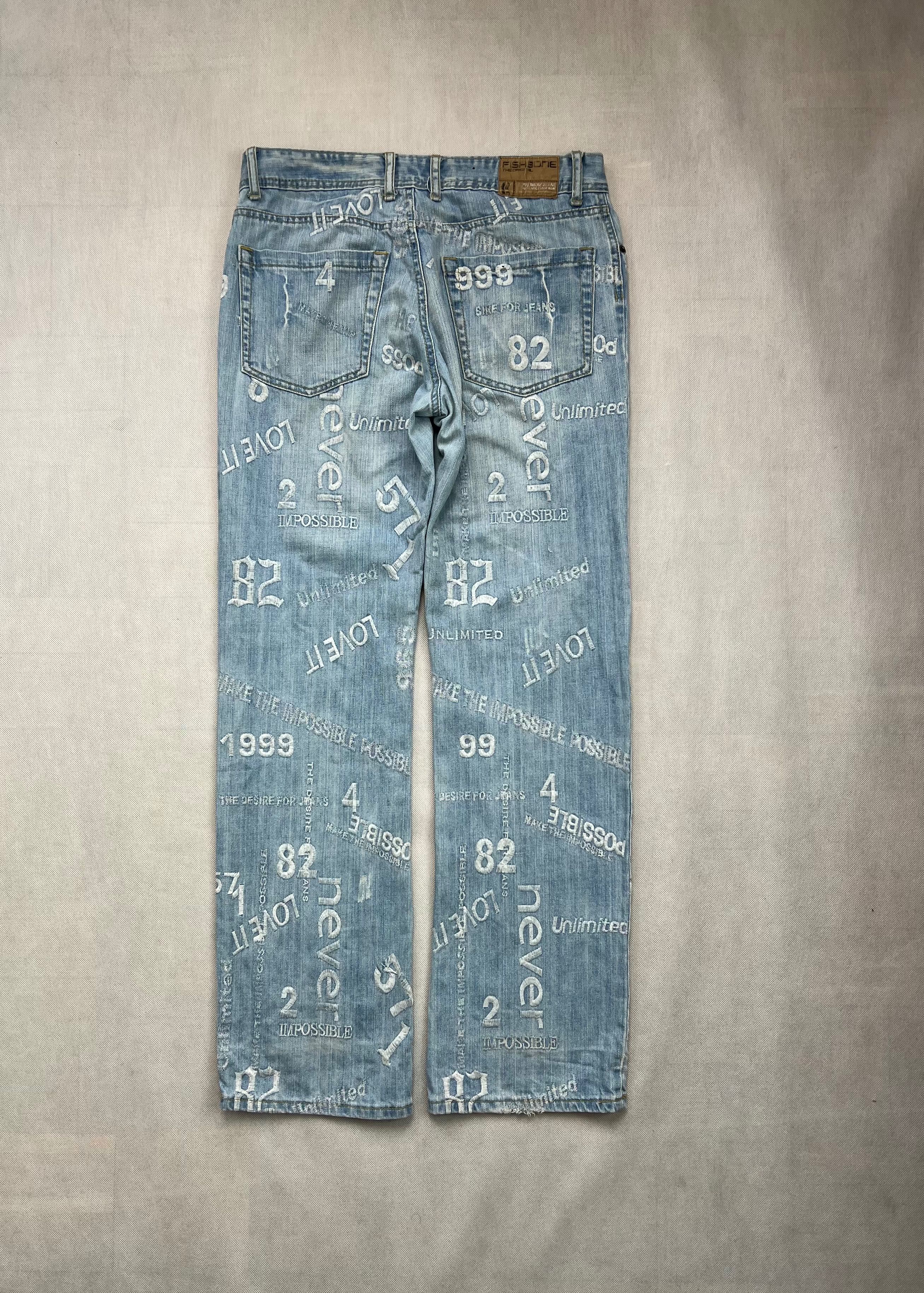 Spodnie Fishbone Multi Logo Hip Hop Rap Y2K Love