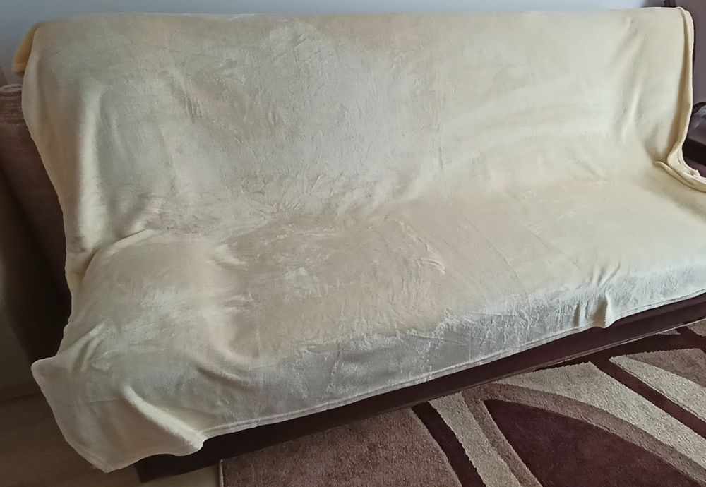 Koc pluszowy z mikrofibry ecru