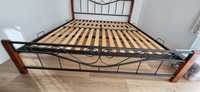 Łóżko 180cm szerokie metalowe drewniane do sypialni