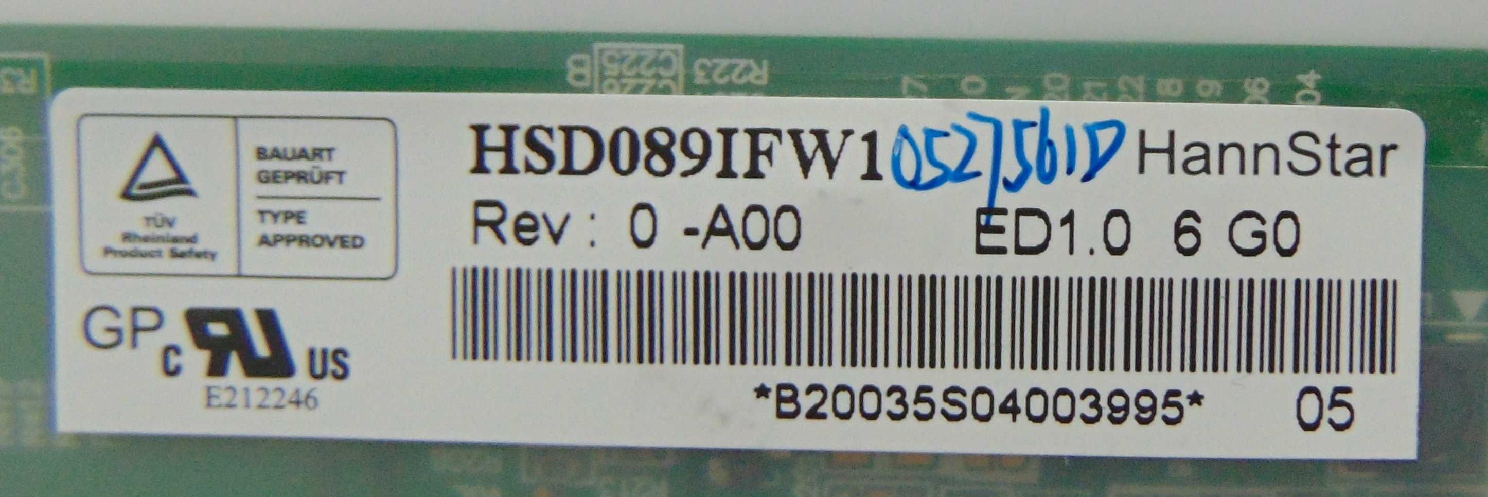 Матрица (экран) 8,9" HannStar HSD089IFW1 (1024х600) 40 pin, LVDS