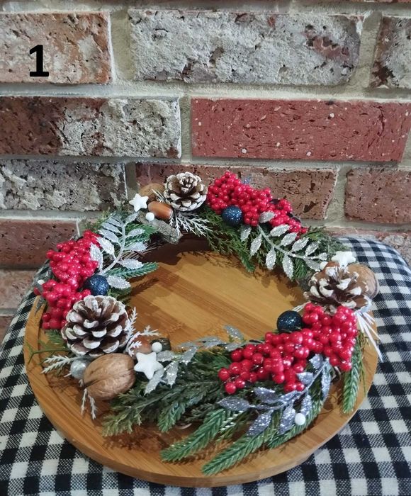 Wianek świąteczny, dekoracja na stół - Rękodzieło