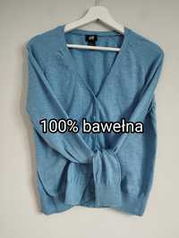 Bawełniany błękitny sweter kardigan, baby blue r. S H&M