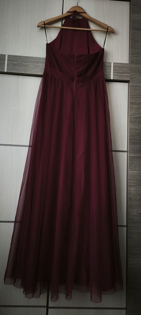 Sukienka długa tiulowa 40 emo burgund