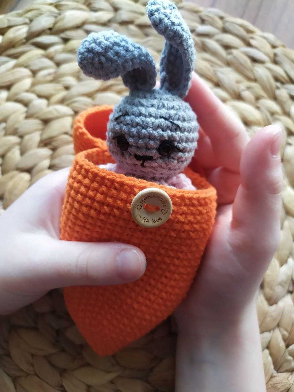 Wielkanoc Królik zając marchewka na szydełku handmade amigurumi