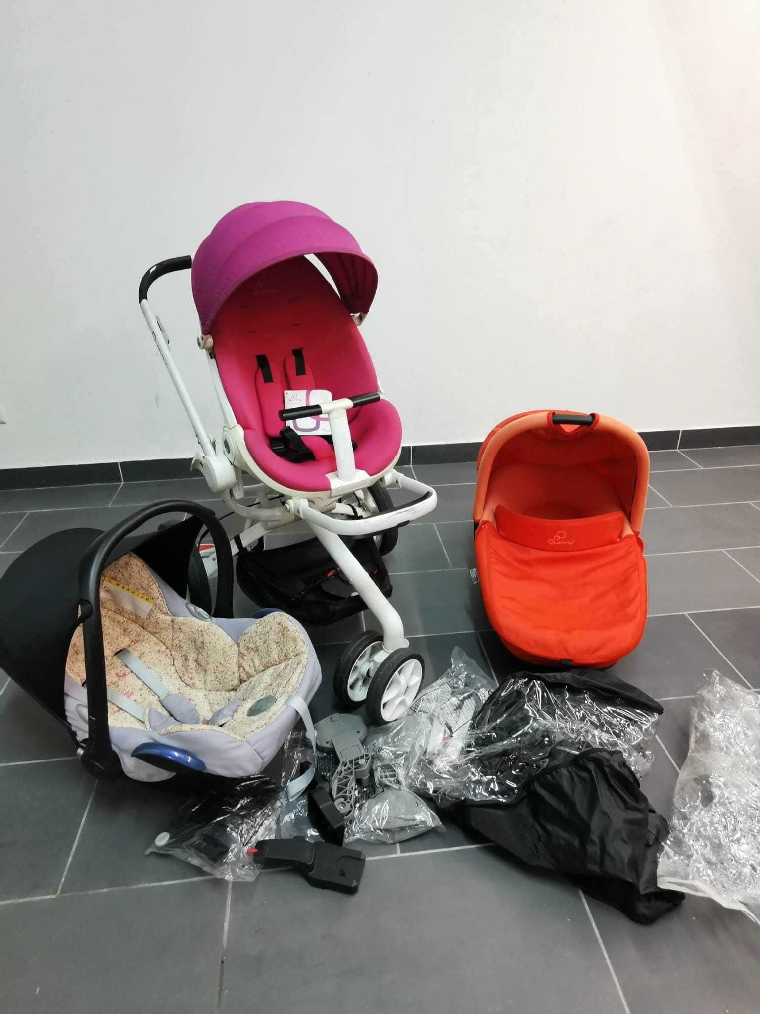 Carrinho Quinny Mood Rosa com alcofa e babycoque compatíveis