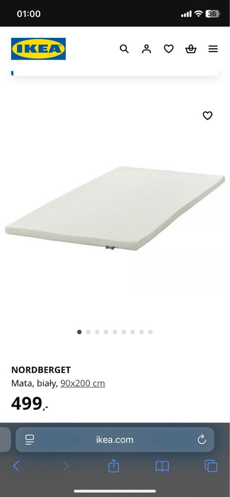 IKEA Materac nawierzchniowy topper JAK NOWY 90x200 super wygodny
