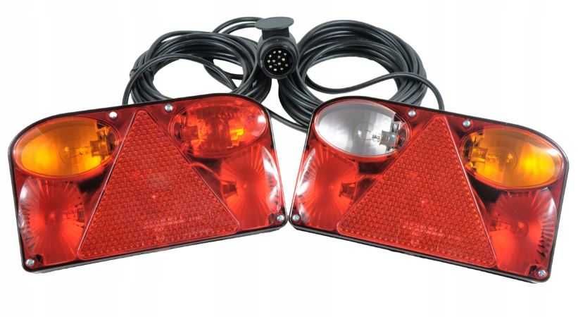 Lampy tylne do przyczepy lawety + wiązka instalacja 12m 13PIN