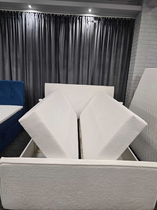ŁÓŻKO POWYSTAWOWE, NOWE 160X200 z materacem + pojemnik Białe