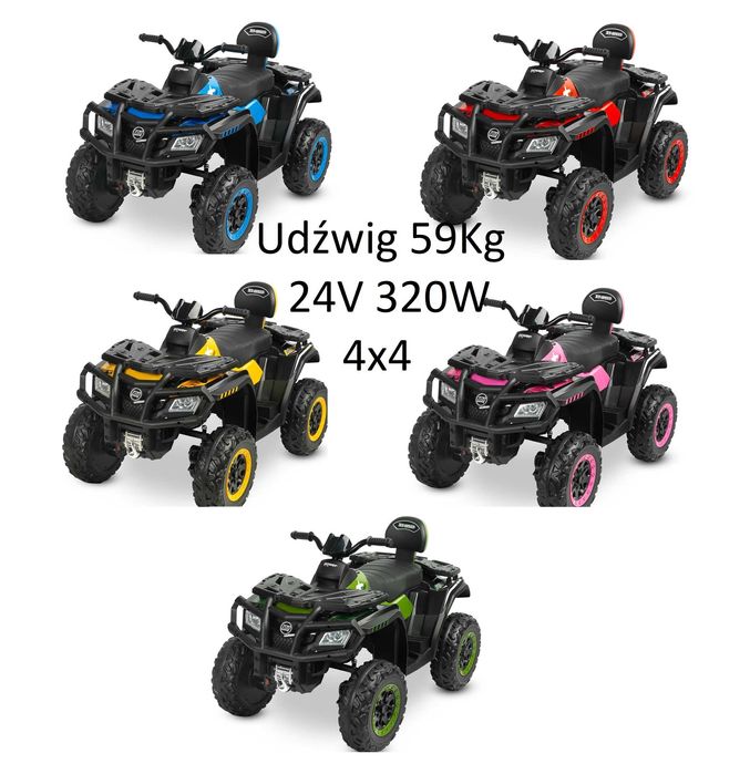 Quad Udźwig 59kg 320W 24V 4x4 Rush Pojazd auto akumulator dla dzieci