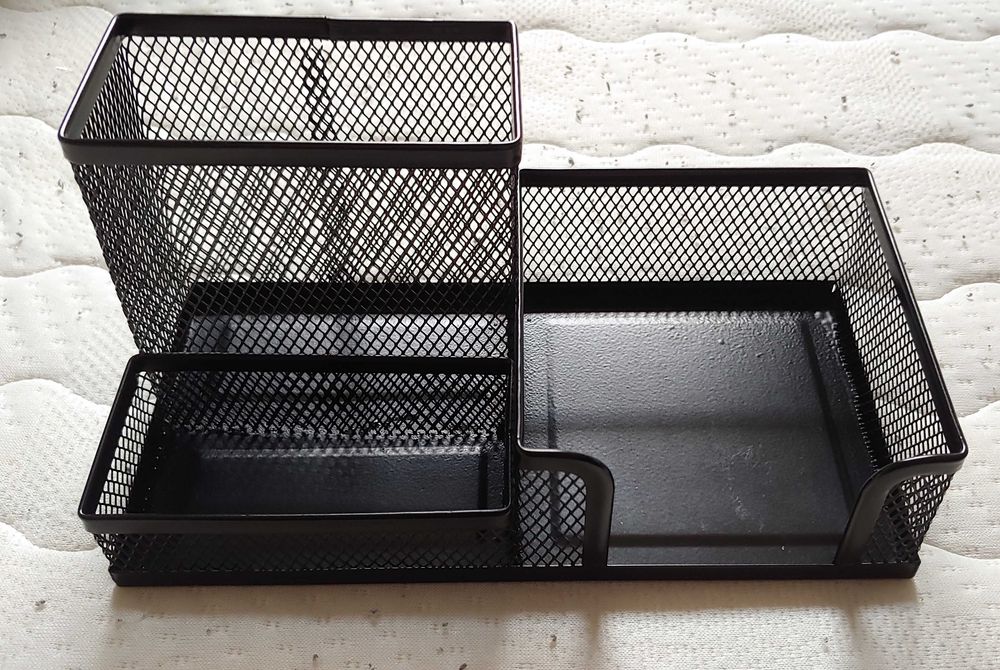 Przybornik/Organizer Na Biurko Metalowy 3 Komory Czarny