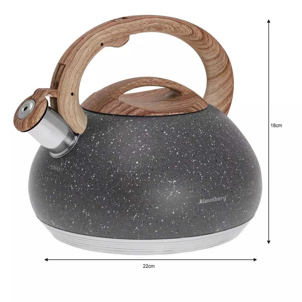 Czajnik na indukcję KB 7280 stalowy z gwizdkiem 2.7 L Szary