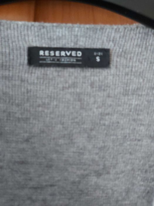 Kardigan sweter Reserved roz S szaro czarny długi ciepły