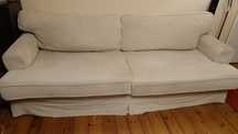 Beżowa kanapa, sofa rozkładana Ikea Ekeskog