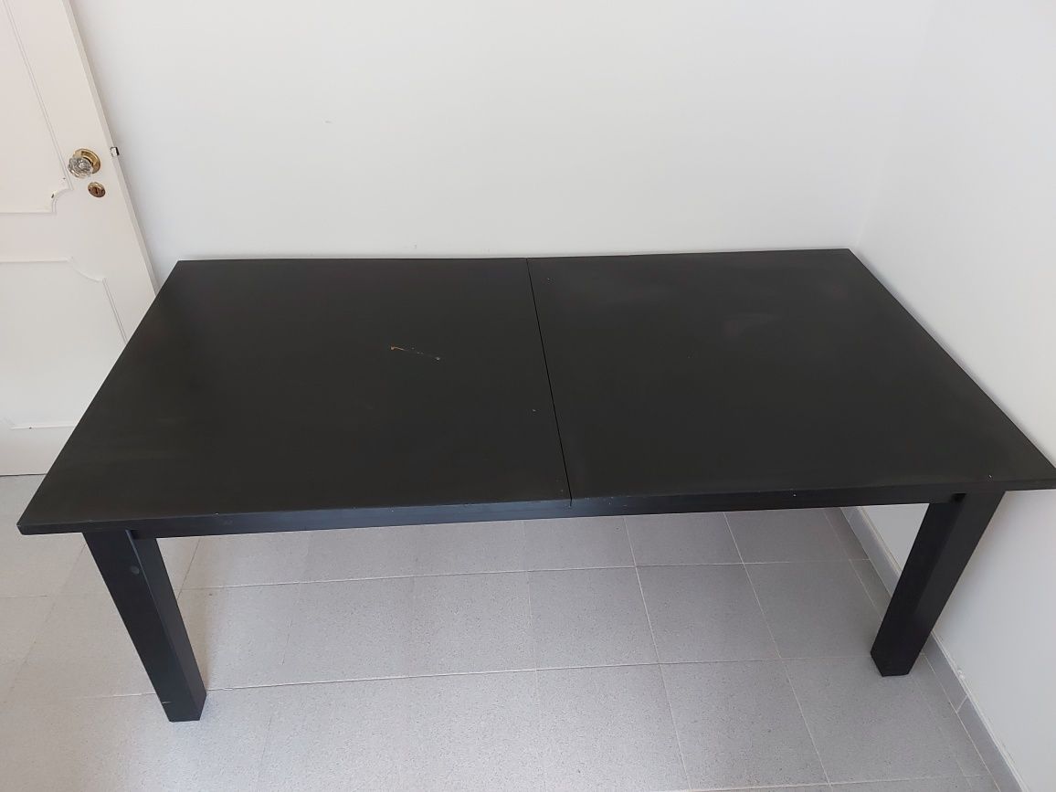 Mesa 200x105cm extensível Ikea preto-castanho