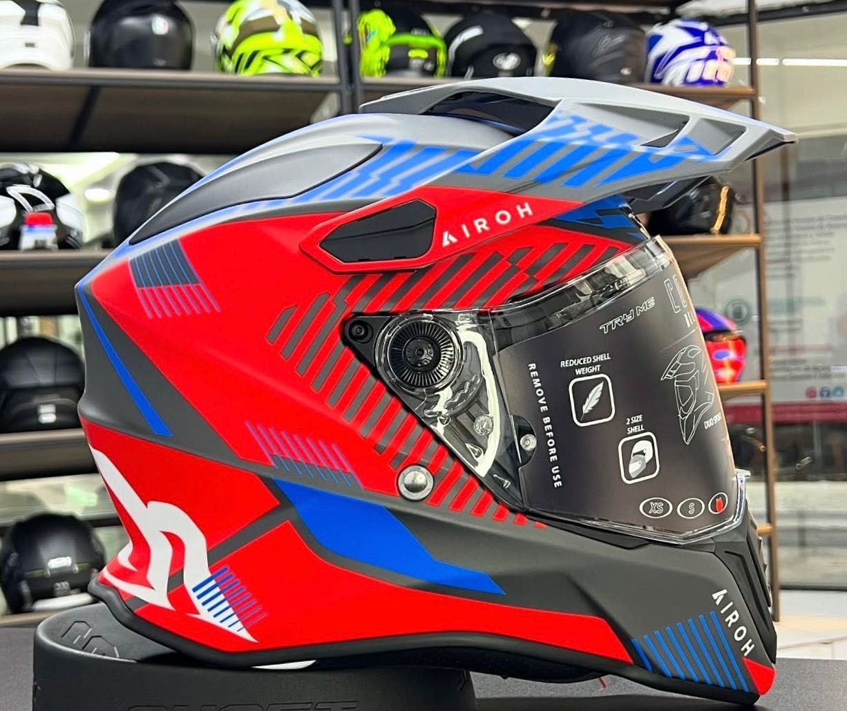 Capacete (NOVO) Airoh Commander Verm/azul Matt.40% DESCONTO.Em S e XS