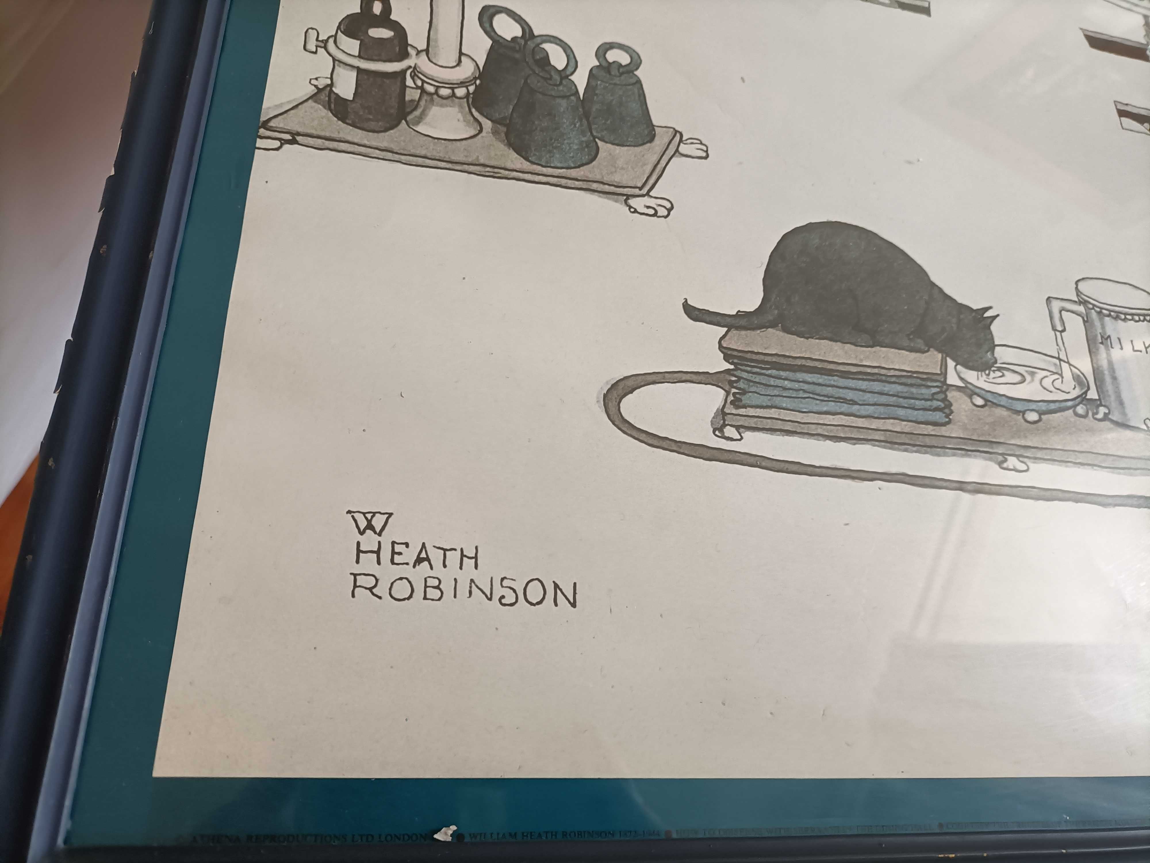 Vintage Quadro W. heath robinson Cartoon BD Poster  1974