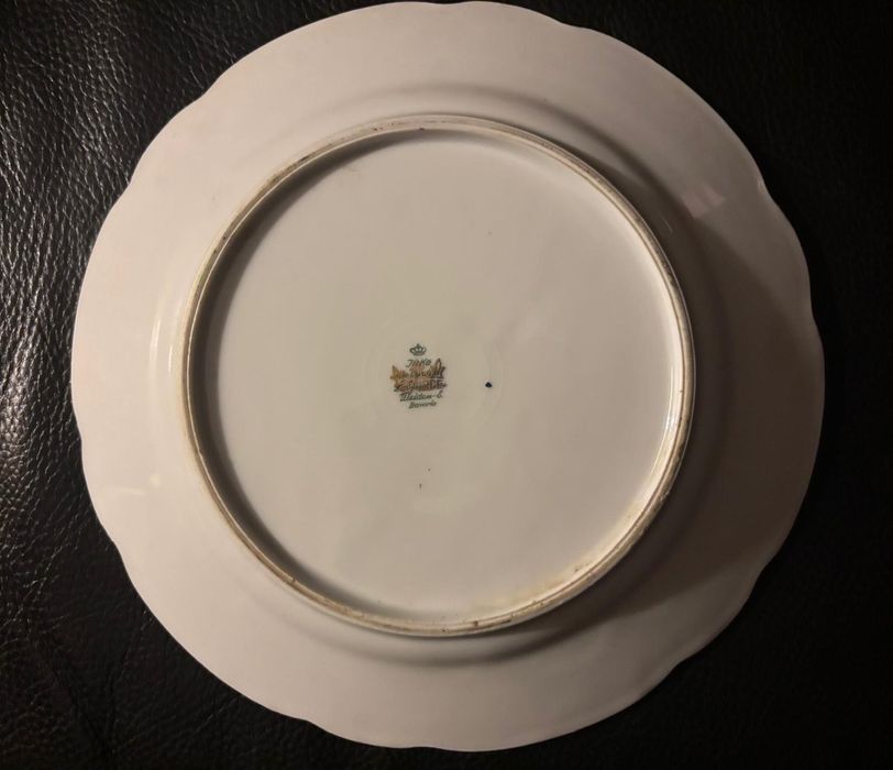 Prato decorativo VINTAGE-estilo romântico rosa com fio de ouro pintado