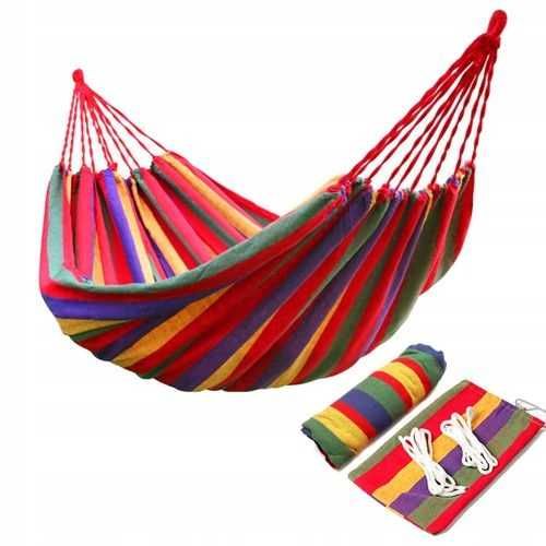 Duży hamak ogrodowy szeroki wytrzymały bujak + pokrowiec i linki NOWY