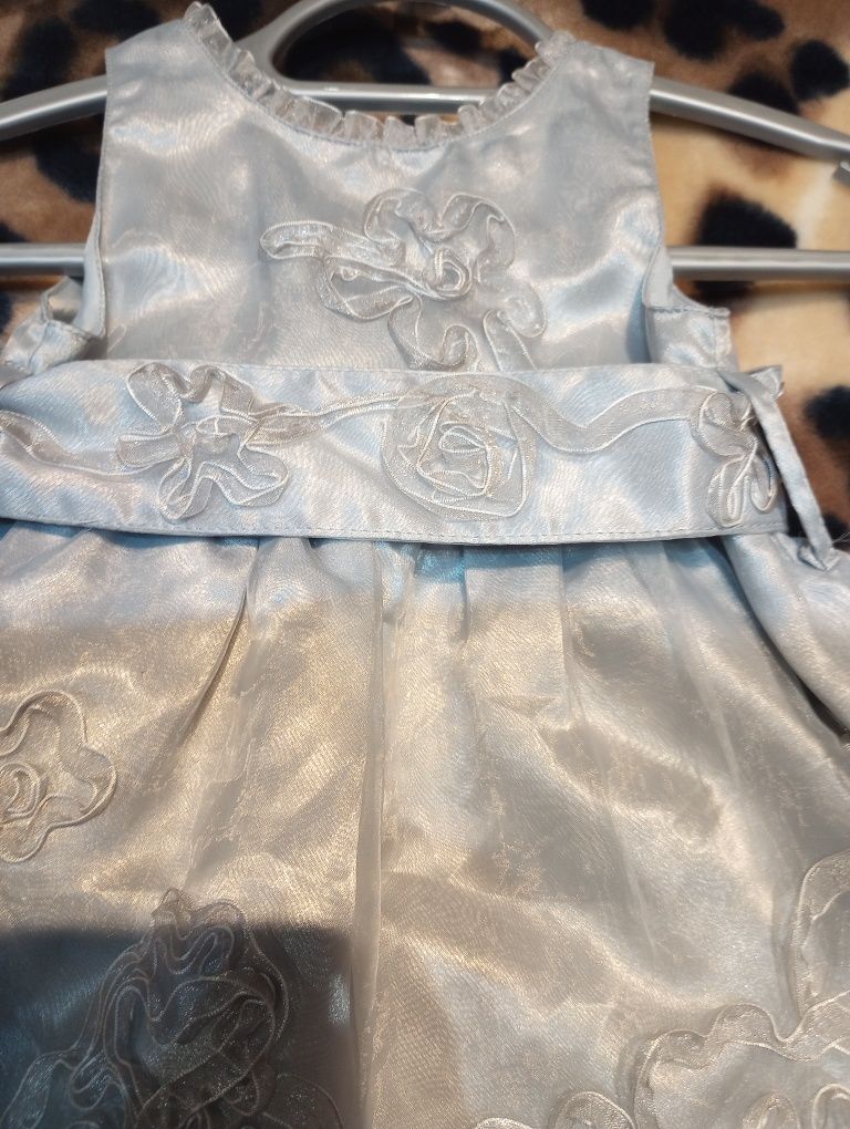 Sukienka swiateczna tafta sesja zdjęciowa szara 92 cm