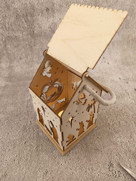 Lampion adwentowy świąteczny domek duży