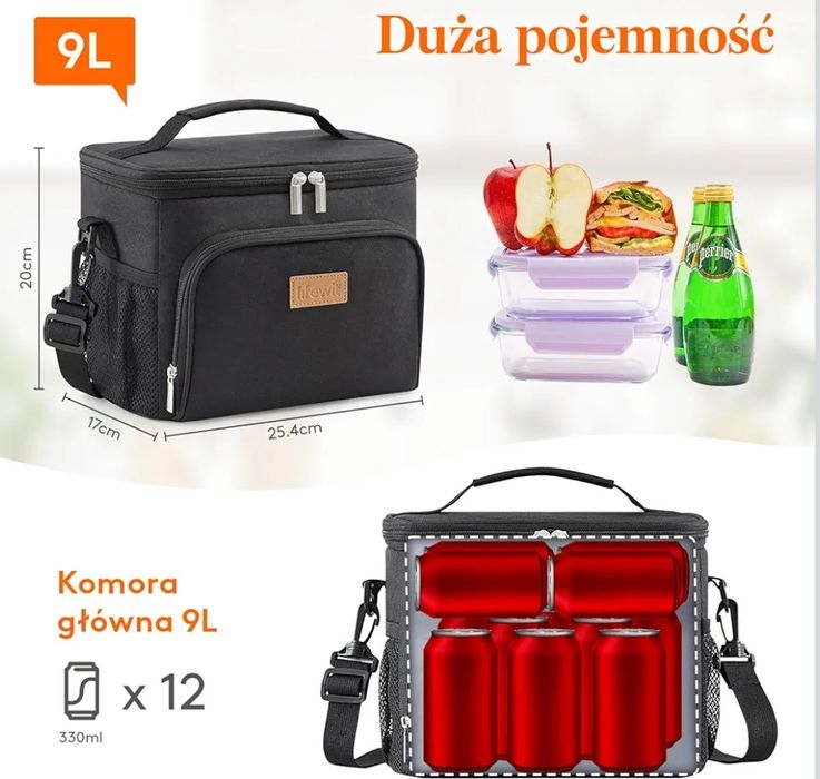 Torba chłodząca 9L Lifewit na lunch plażę jedzenie piknik termiczna