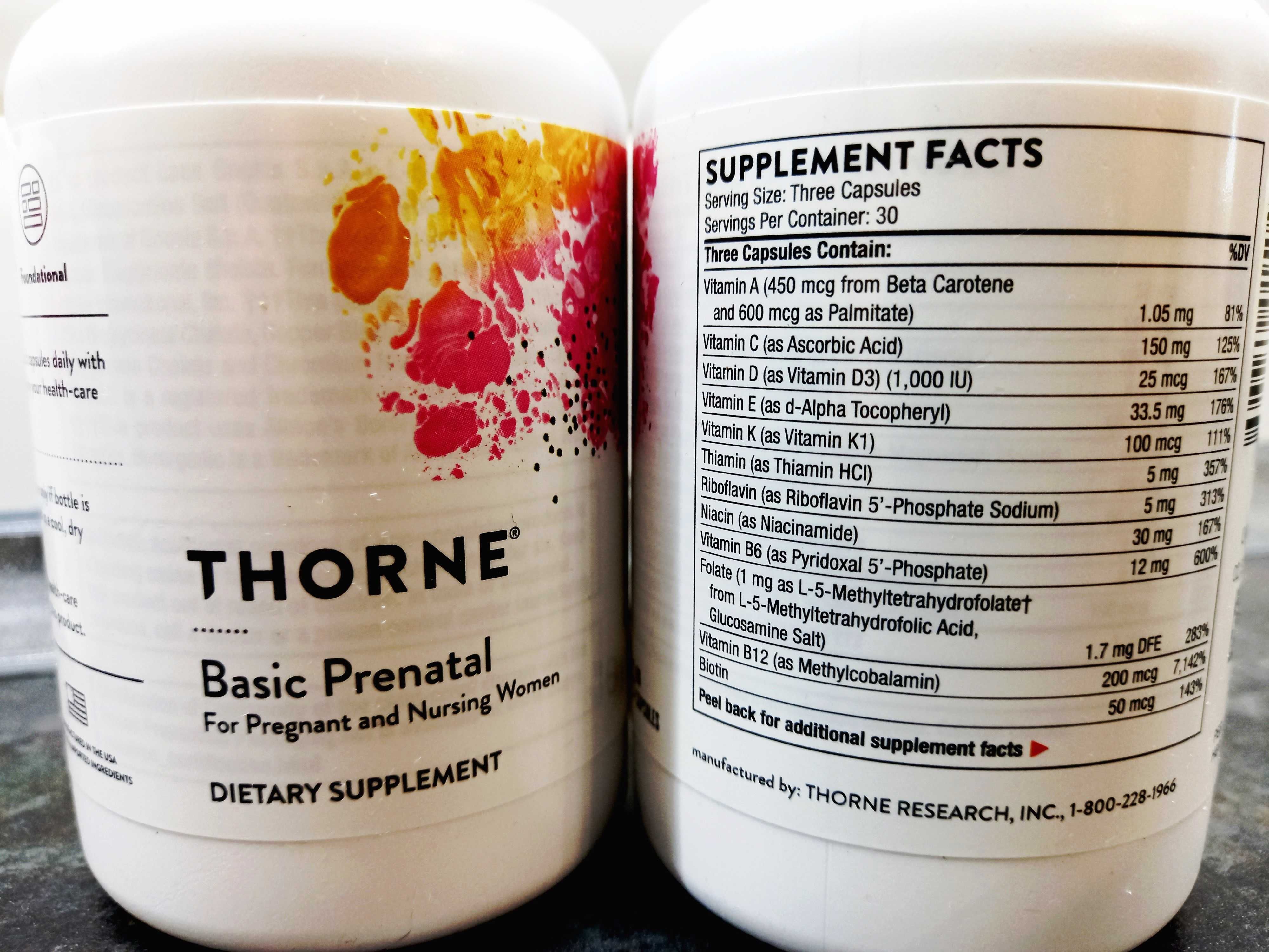 Thorne, Basic Prenatal (90 капс.), для беременных, для кормящих