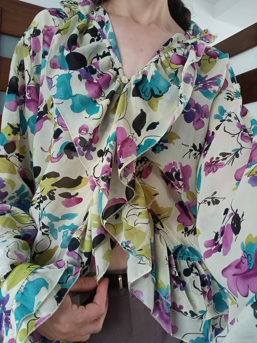 Koszula bluzka top w kwiaty zwiewna na lato