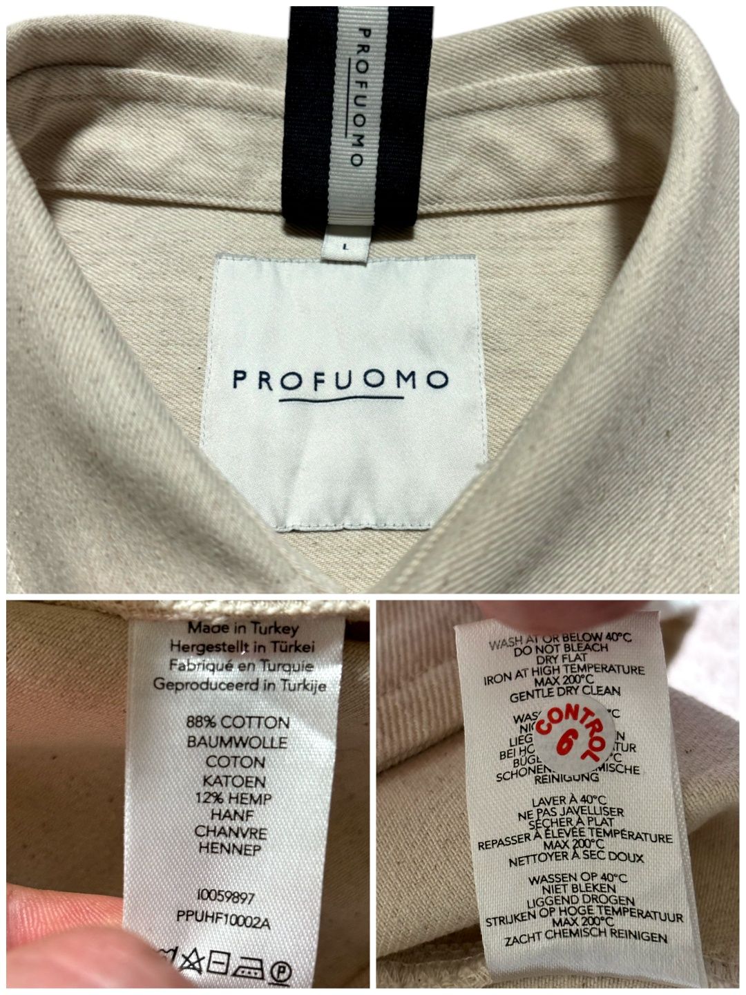 Рубашка пиджак куртка Profuomo cotton hemp originals оригинал size L