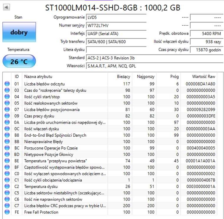 Dysk twardy Seagate SSHD 1TB, 8GB NAND Flash - 2,5'