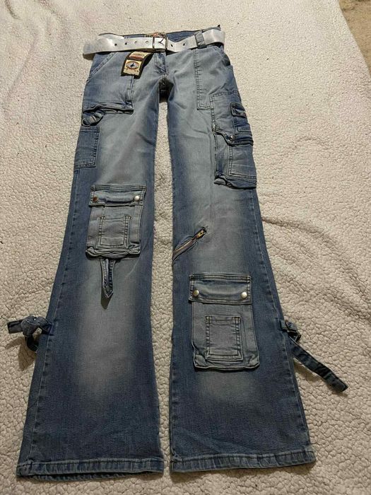Jeansy dzwony vintage, niski stan