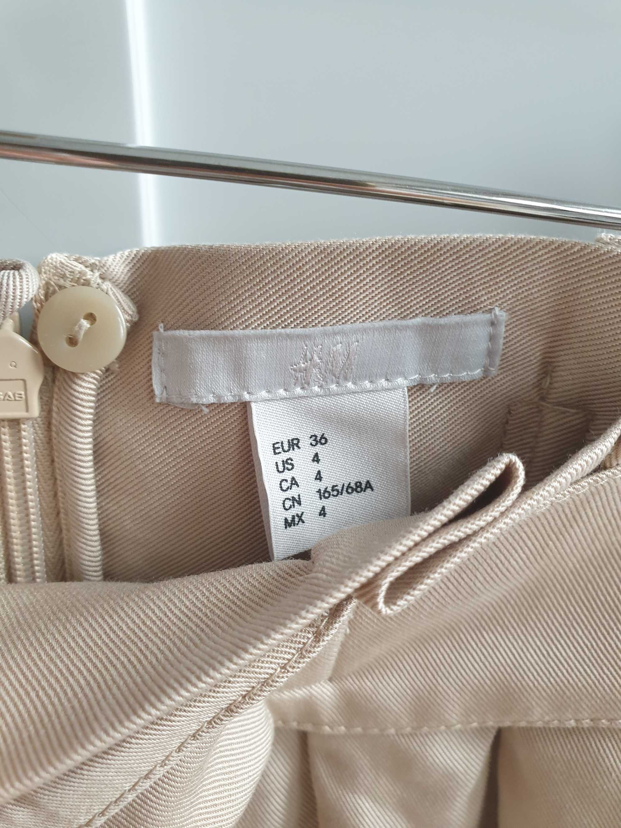 Beżowa spódnica typu paperbag H&M jak nowa 36 100% lyocell z liocelu