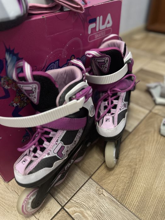Набор ролики для девочки Fila J-ONE G Black Magenta Combo 3 set