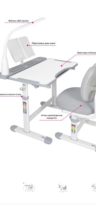 Набір шкільна парта та стілець