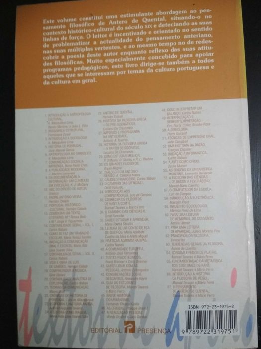 Pensamento de Antero de Quental 
de Mário Ferro e Manuel Tavares