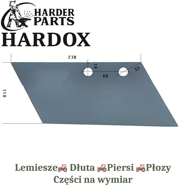 Lemiesz przedpłużka Bonnel HARDOX części do pługa 2X lepsze niż Borowe