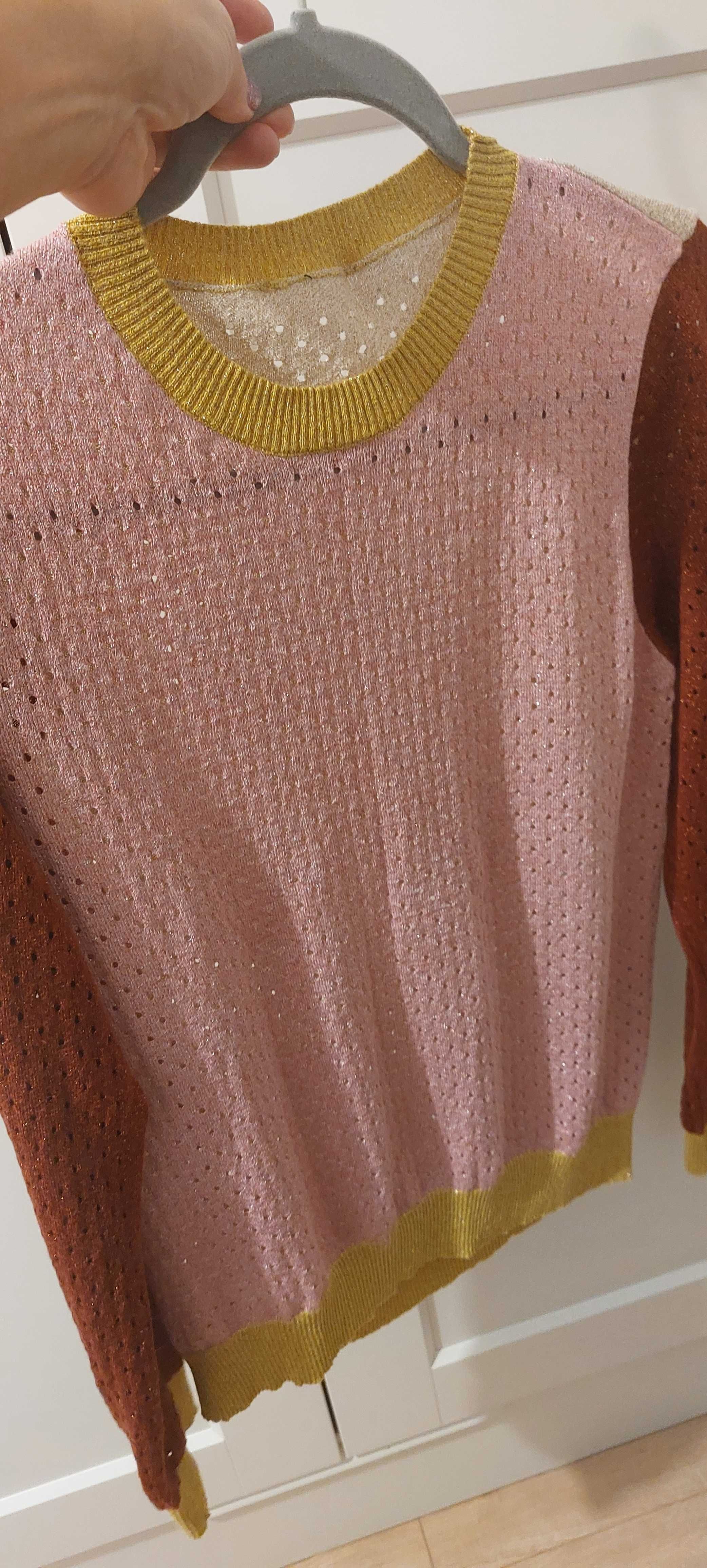Sweter kolorowy  autum basic klasyczny gold Stine Goya