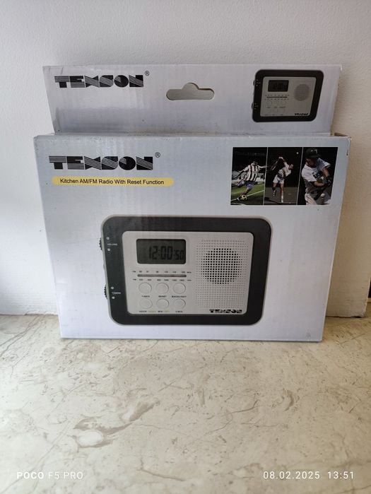 Texson AM/FM Радіо-будильник для кухні РК-дисплей