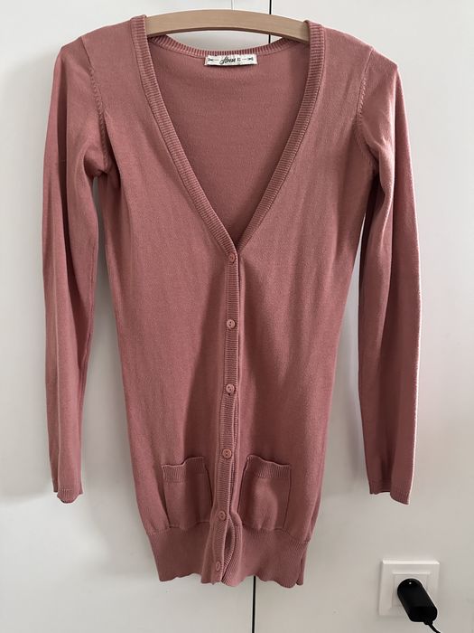 Sweter, kardigan zapinany na guziki Pudrowy róż XS House