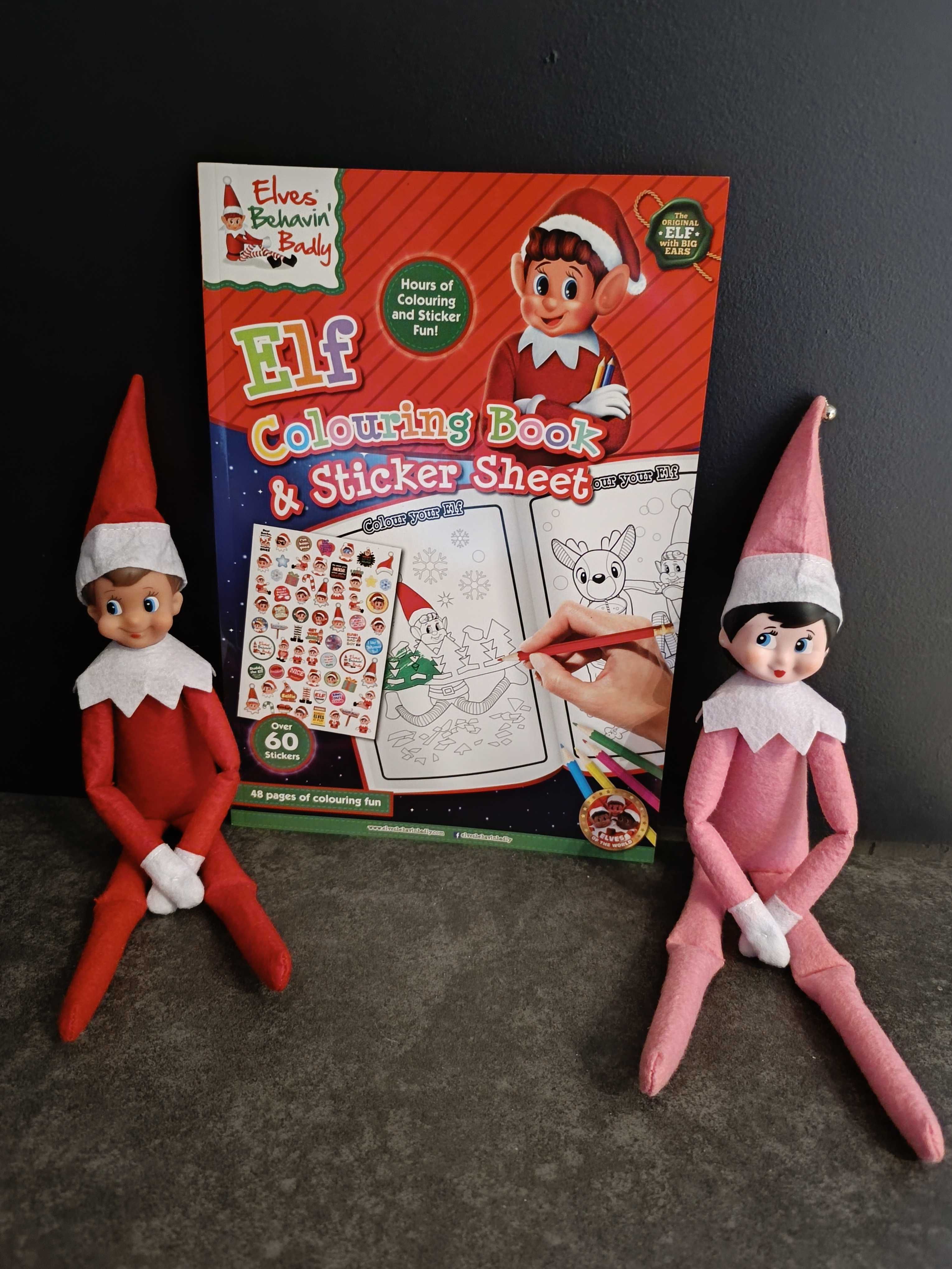Psotny elf on the shelf chłopiec dziewczynka kolorowanka