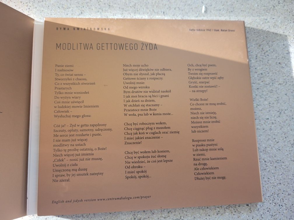 CD Modlitwa gettowego Żyda Koncert 2014 Centrum Dialogu