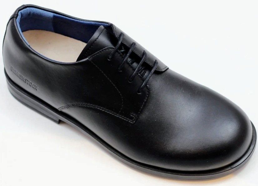 42 Birkenstock Memphis low sapato de atacadores em pele preto a estrea