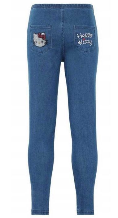 Legginsy niebieskie  hello kitty miękkie elastyczne 11-12 LAT 144 -150