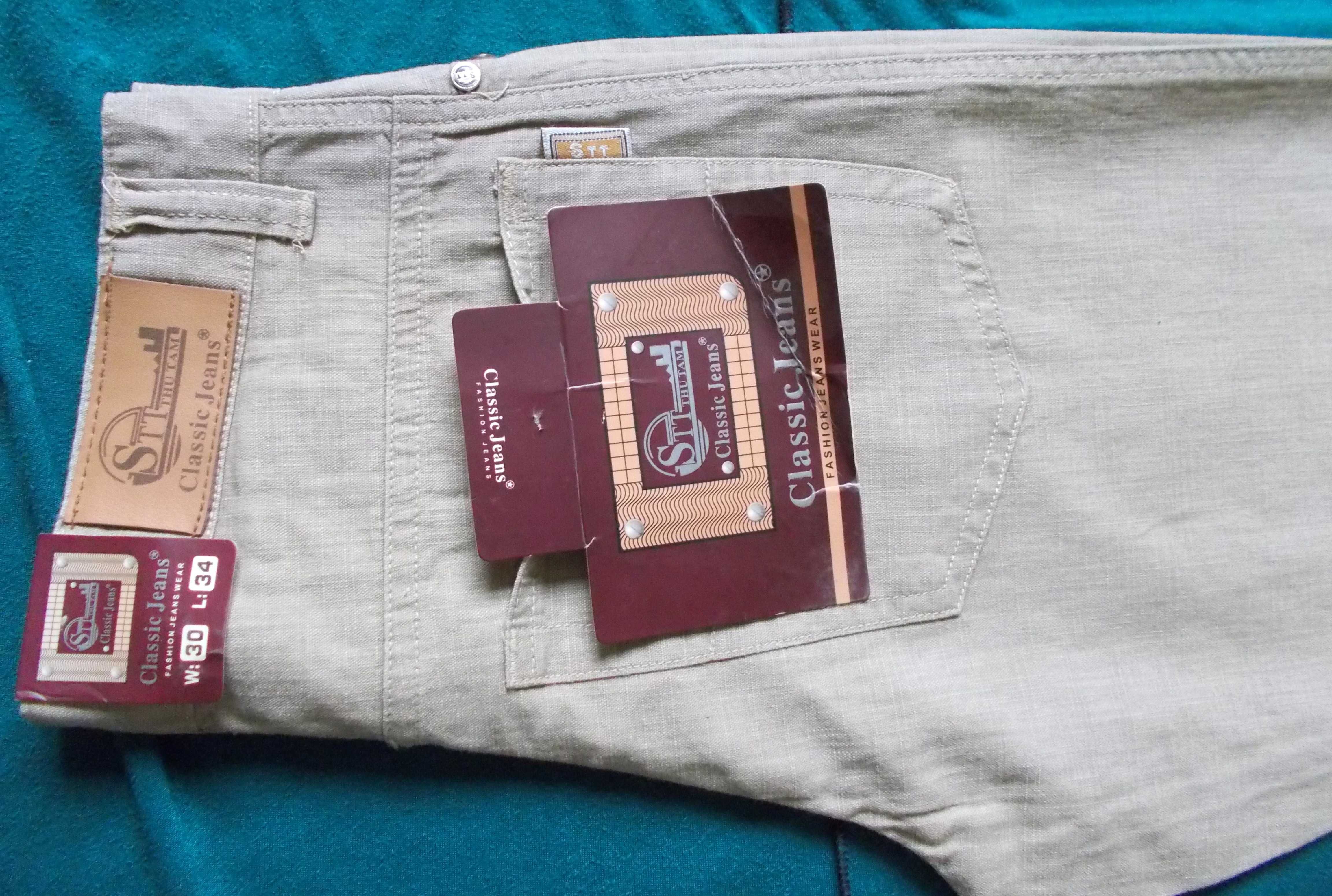Летние мужские джины-брюки-лён, 48 размер,новые