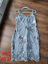 Sukienka srebrna z cekinami