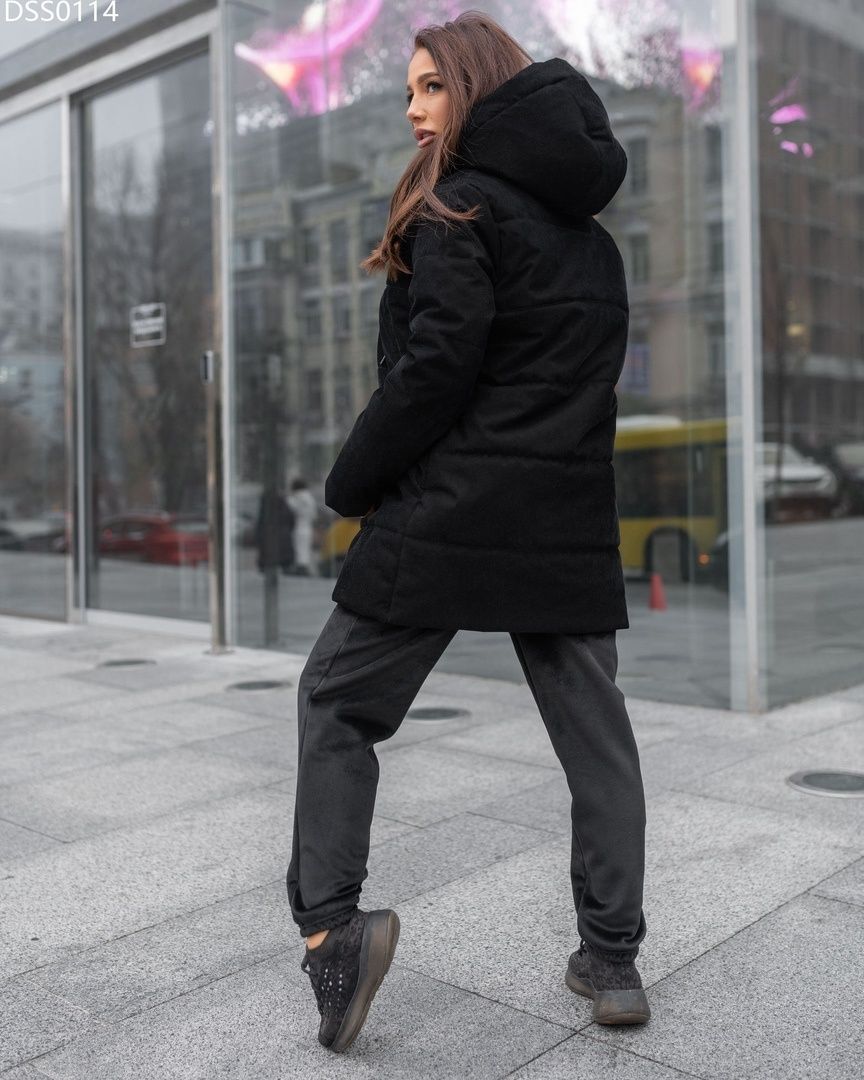 Женская зимняя куртка Staff black long velur