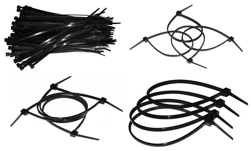 Opaski plastikowe samozaciskowe 300mm x 4.8 mm trytytki czarne 100 szt