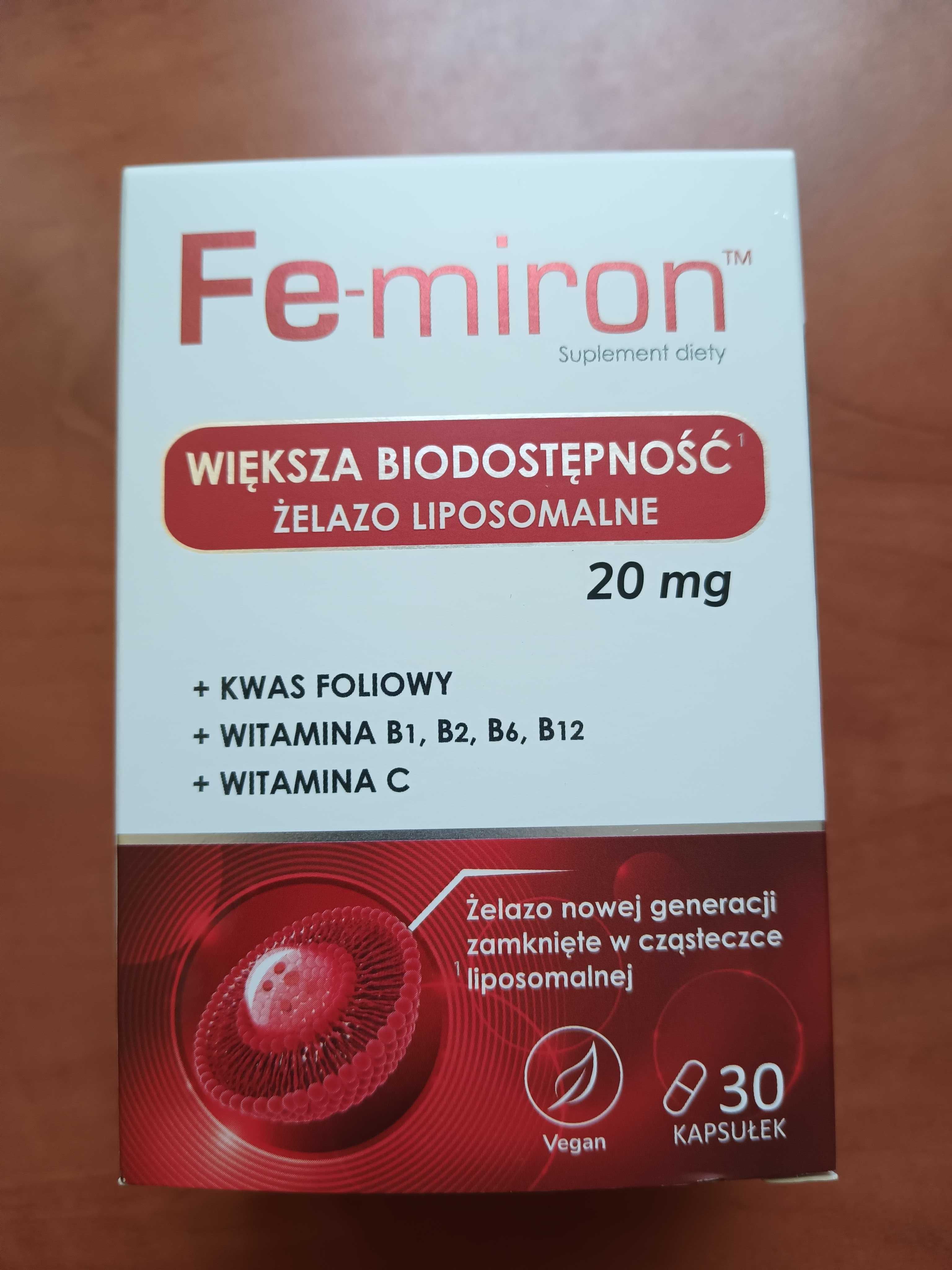 Fe-miron wegańskie kaps liposomalne żelazo o większej biodostępności.