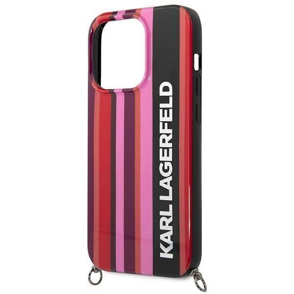 Etui na iPhone 14 Pro 6,1" Karl Lagerfeld Color Stripes Strap Różowy