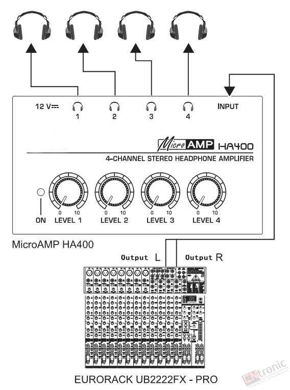 Усилитель на 4 cтерео канала HA400 N-AUDIO