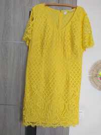 Żółta koronkowa sukienka plus size rozmiar 50